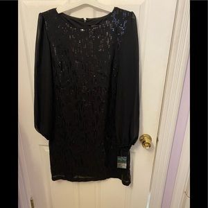 Long sleeve black sequin choir style dress